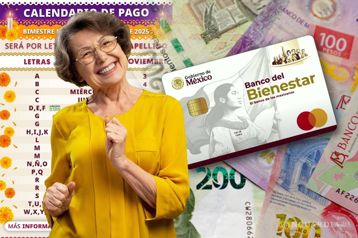 Pensión del Bienestar... calendario oficial del 19 al 27 de noviembre para pago de 6 mil 200 pesos