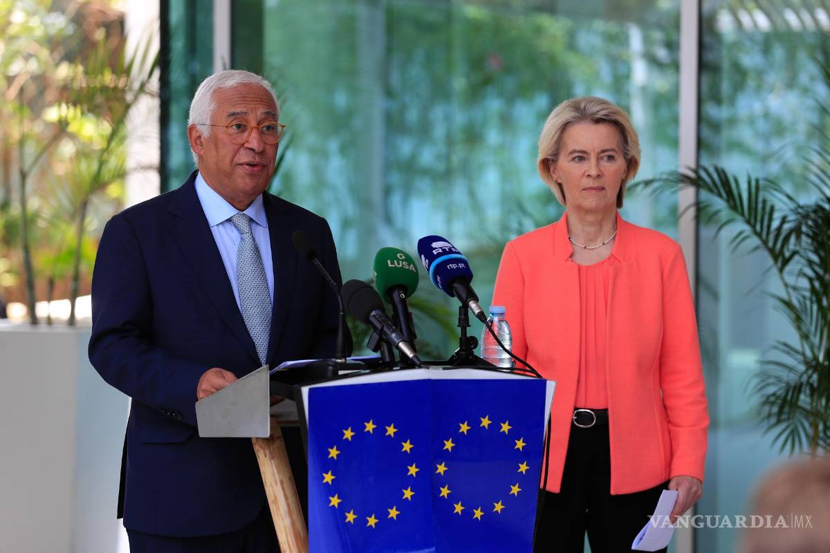 $!El presidente del Consejo Europeo, Antonio Costa (izq.), y la presidenta de la Comisión Europea, Ursula von der Leyen, asisten a una conferencia de prensa.