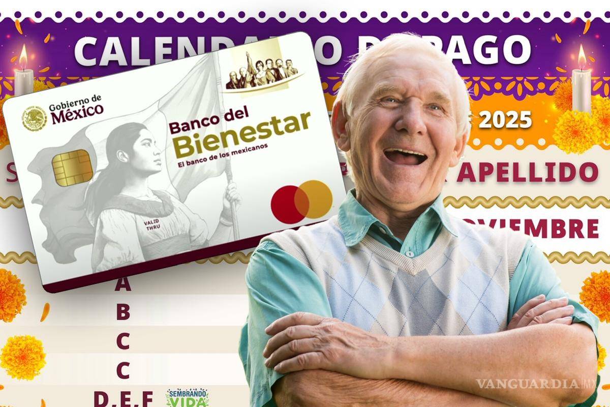 Pensión del Bienestar... calendario del 5 al 27 de noviembre para recibir el pago de 6 mil 200 pesos