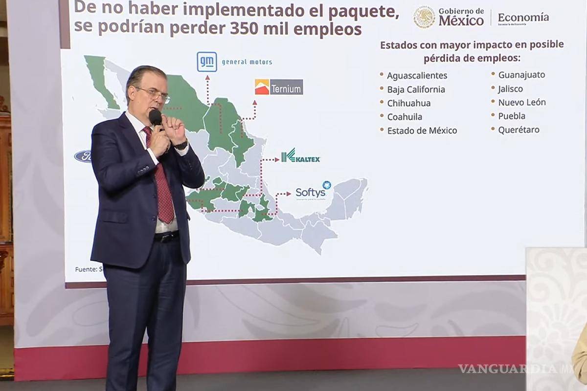 Aranceles a China y otros países protegerán 350 mil empleos; miles de ellos en Coahuila: Ebrard
