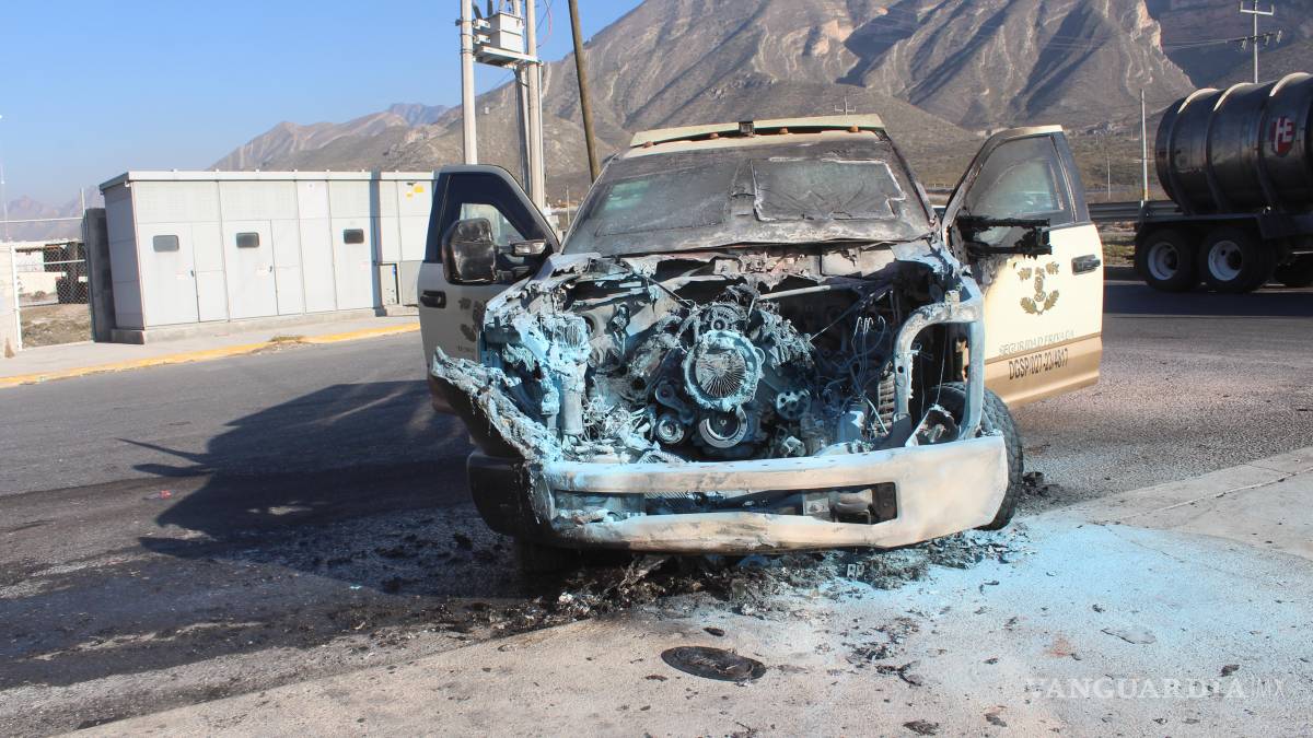 Se incendia camión de valores, en Ramos Arizpe