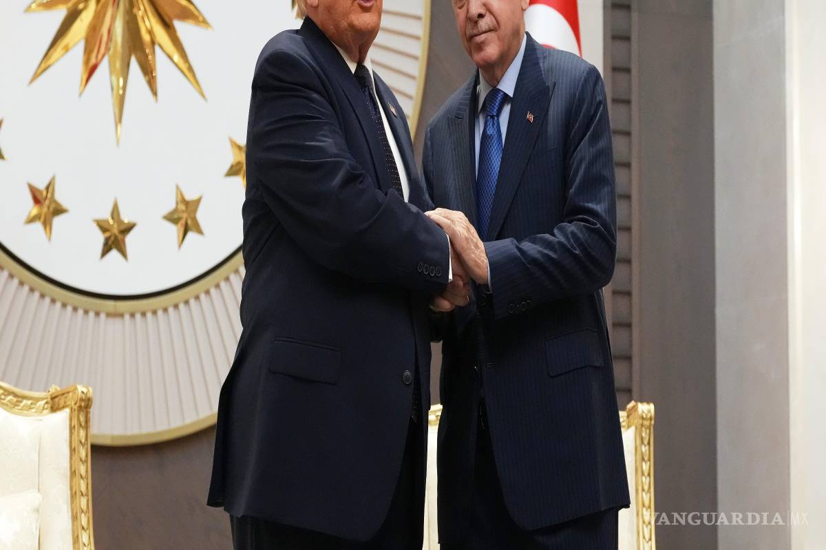 $!El presidente de Estados Unidos, Donald Trump, estrecha la mano del presidente de Turquía, Recep Tayyip Erdogan, a su llegada a la cumbre de la OTAN en Ankara.