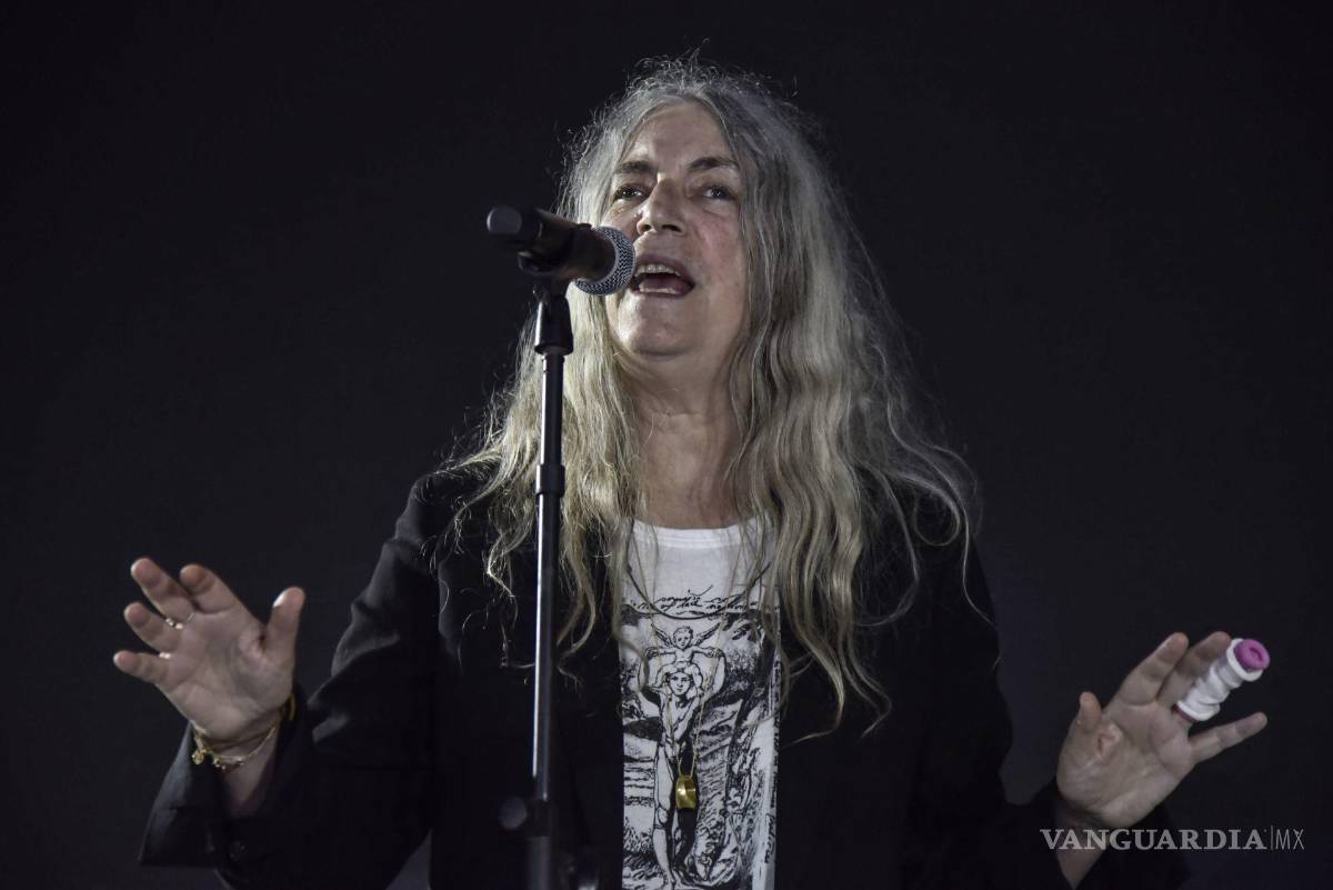 $!Imagen del 7 de septiembre de 2018 de a cantante y poetisa Patti Smith en su eparticipación en el “Hay Festival Imagina el Mundo” en Querétaro.
