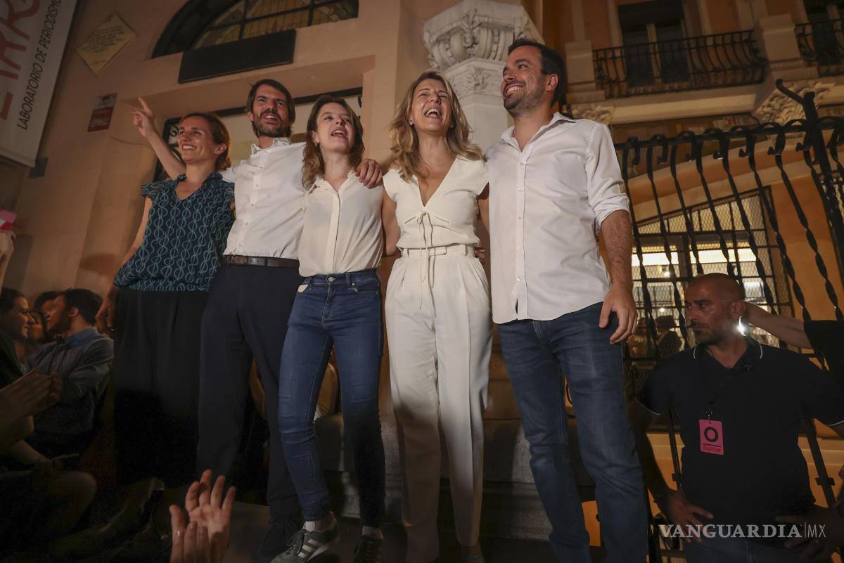 $!La candidata a la presidencia del Gobierno, Yolanda Díaz, en la sede de SUMAR en Madrid tras conocerse los resultados de las elecciones celebradas el domingo.
