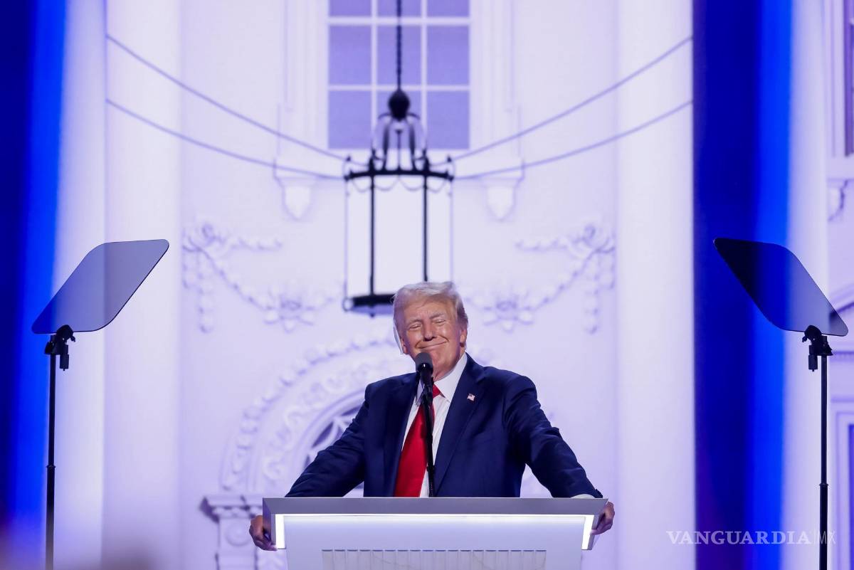 $!El candidato presidencial republicano Donald Trump habla en el cuarto día de la Convención Nacional Republicanaen el Fiserv Forum en Milwaukee, Wisconsin.