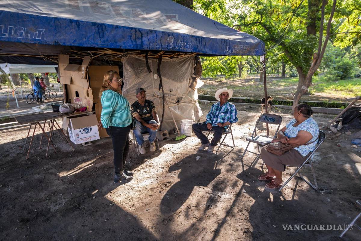 $!Campamento de vigilancia de los campesinos en “El Compartidero”, el punto visible del conflicto por el agua en Parras.