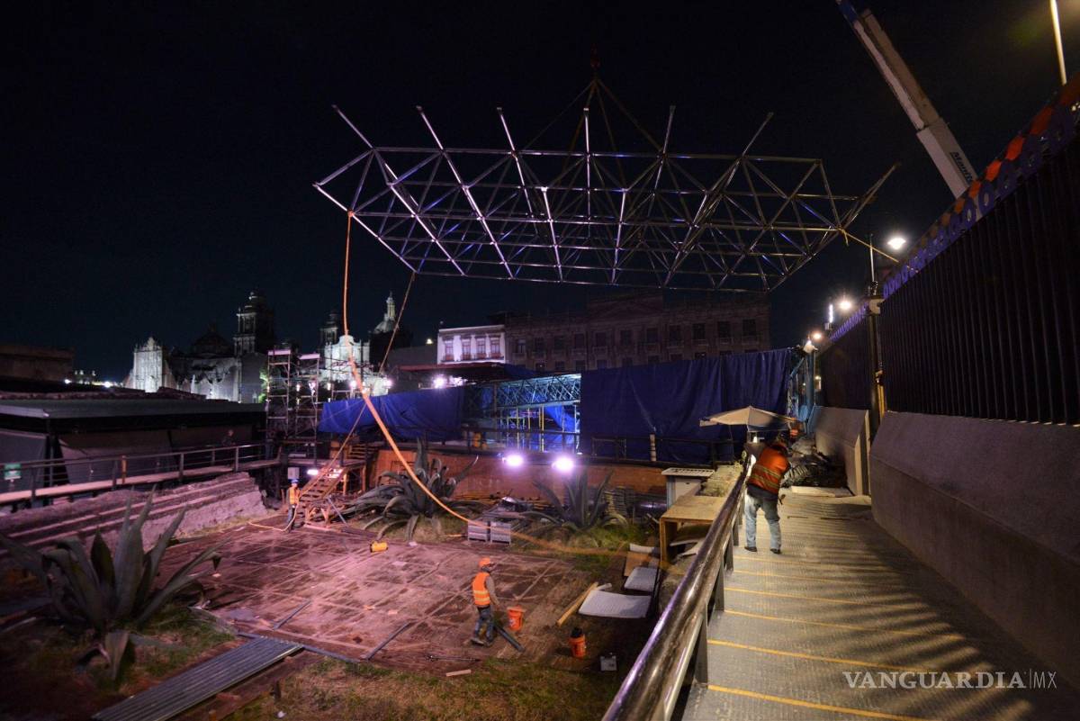 $!Las autoridades de la CDMX avanzan en la reparación del techo de la Casa de las Águilas del Templo Mayor que fue derrumbado debido a una fuerte lluvia.
