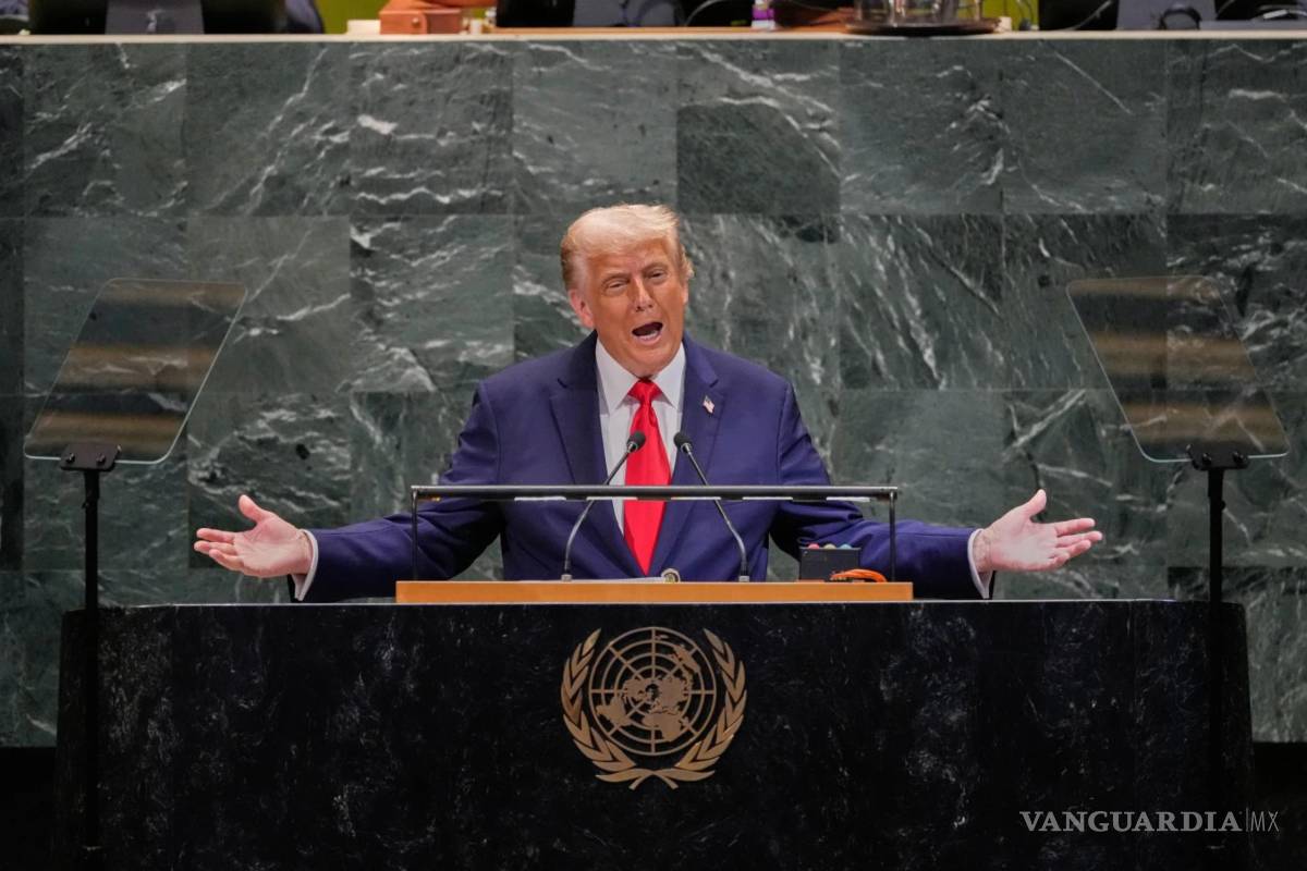 $!El presidente de Estados Unidos, Donald Trump, se dirige a la 80.ª sesión de la Asamblea General de las Naciones Unidas, el martes 23 de septiembre de 2025.