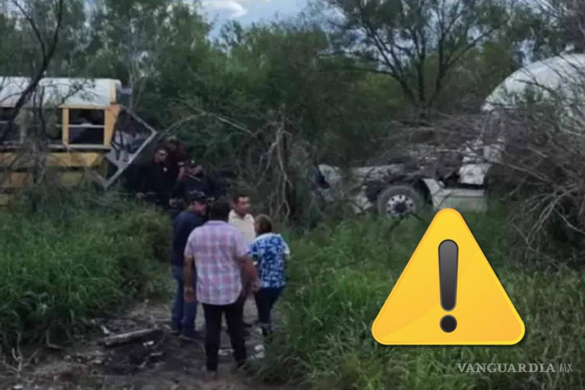 Transporte escolar y tráiler chocan en carretera Reynosa- Nuevo Laredo