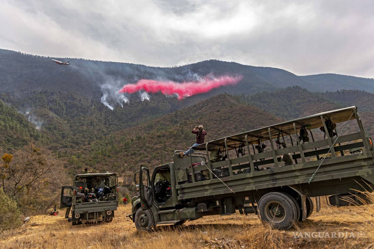 Incendio en la Sierra de Arteaga controlado al 80 por ciento por descargas del DC10