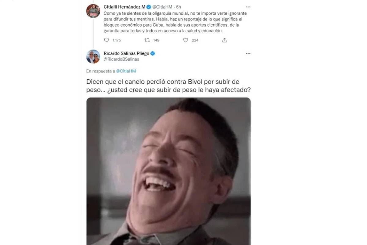 $!“Si se siente cubana, váyase a Cuba”, Salinas Pliego y Citlalli Hernández se ‘agarran’ en Twitter