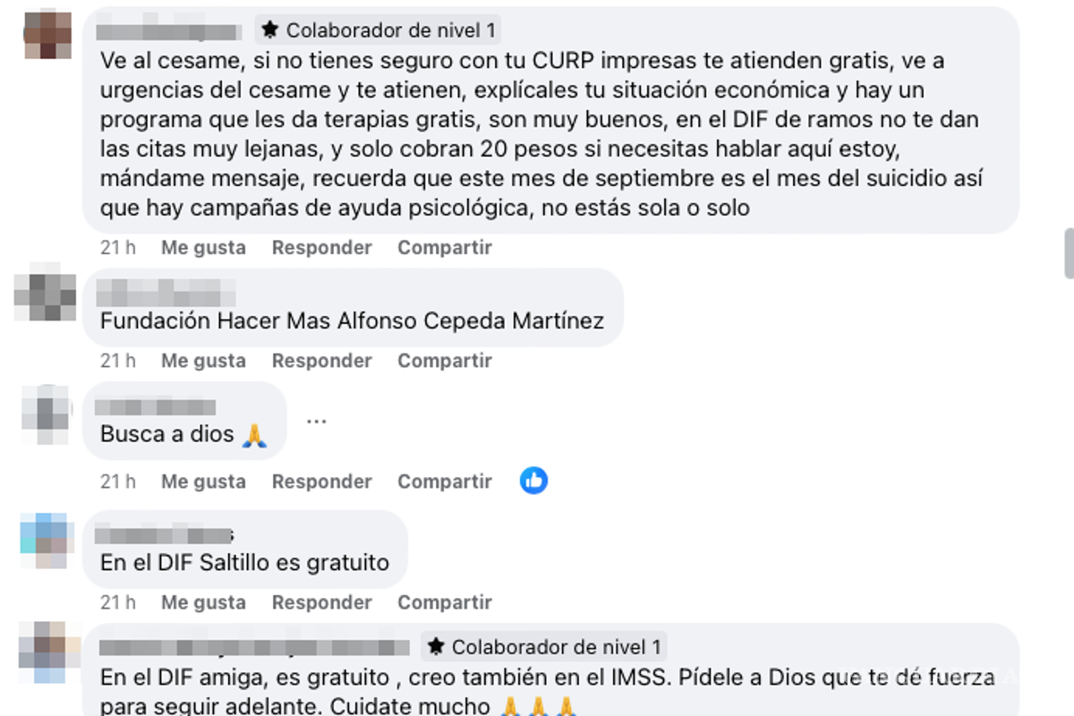 $!Usuarios del grupo de Facebook comparten sus experiencias y ofrecen recomendaciones sobre recursos gratuitos y accesibles para la salud mental.