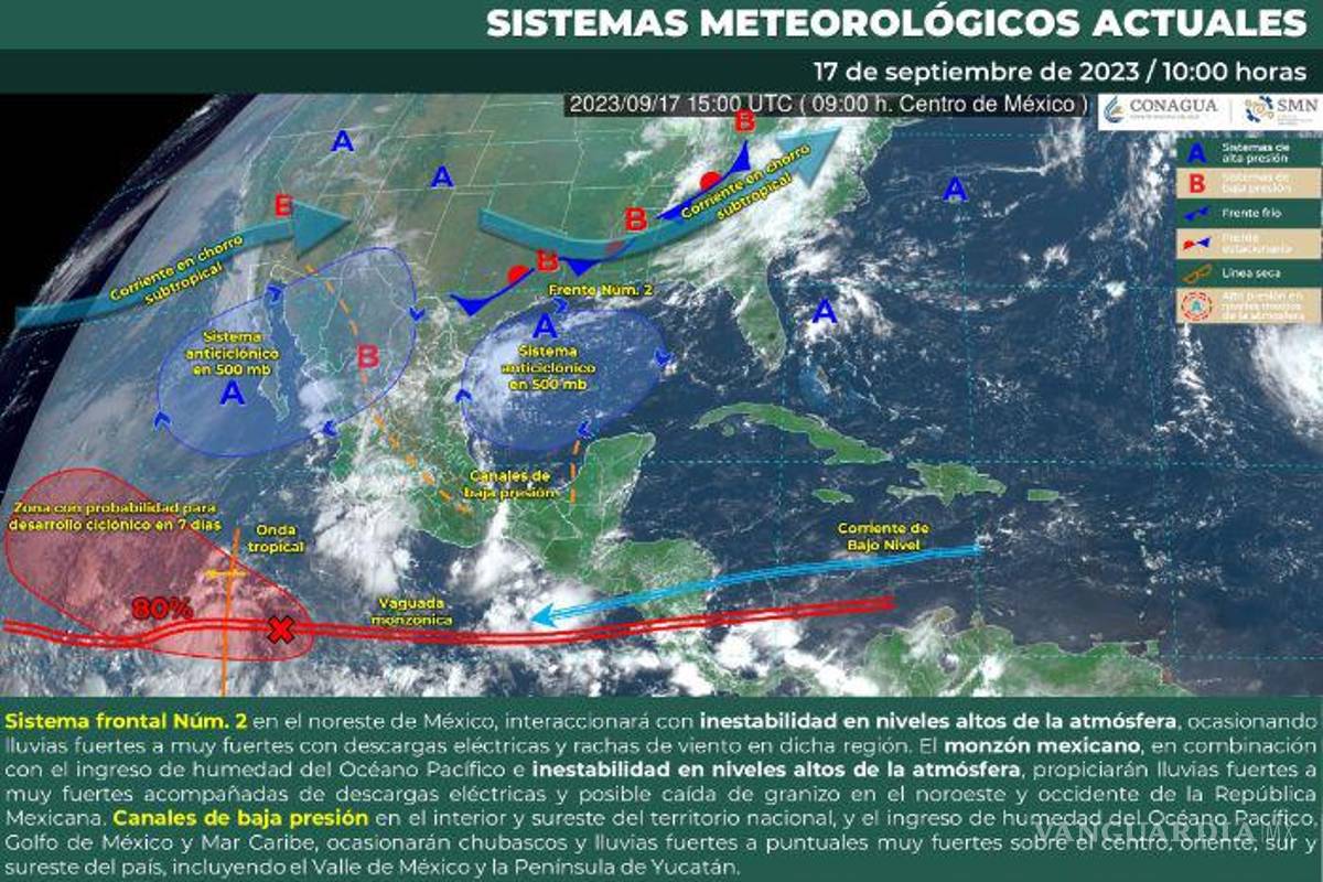 $!Frente frío número 2 traerá lluvias en 30 estados en inicio de semana
