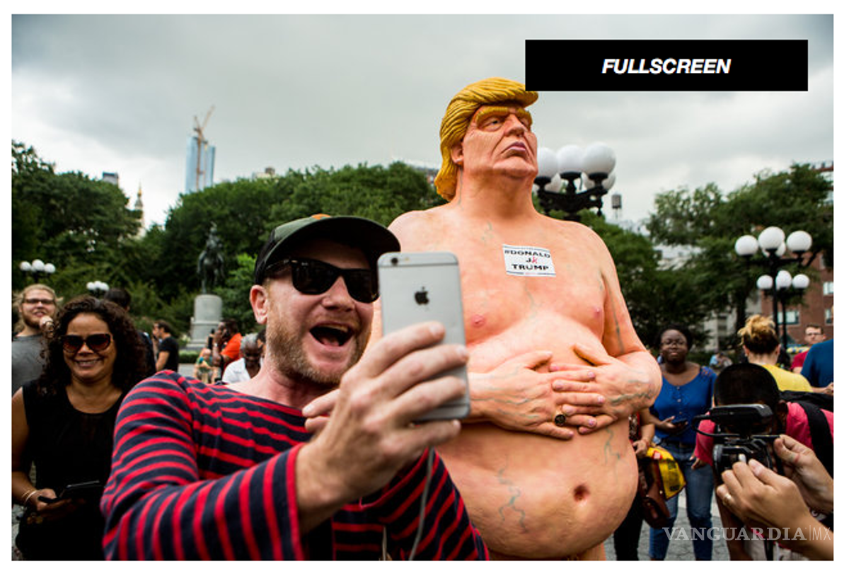 Aparecen en Nueva York estatuas de Donald Trump desnudo