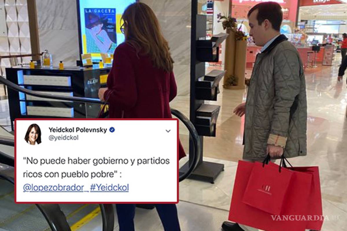 Cuestionan austeridad de la 4T por supuesta foto de Yeidckol Polevnsky con bolsas de Carolina Herrera