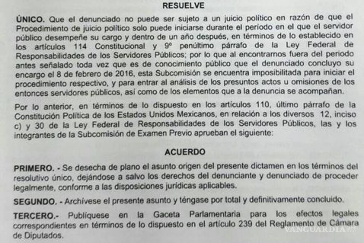 $!Diputados perfilan desechar juicio político contra Lozoya
