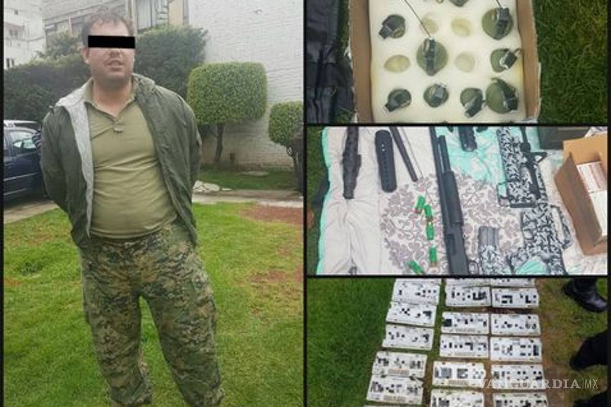 Detienen en CDMX a hombre con arsenal bélico