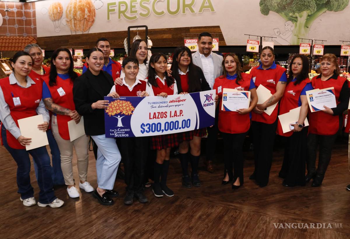 $!Representantes de Lazos I.A.P. recibieron un donativo de 300 mil pesos del programa de redondeo de Alsuper, recursos que se destinarán a fortalecer su modelo educativo en escuelas primarias de Saltillo.