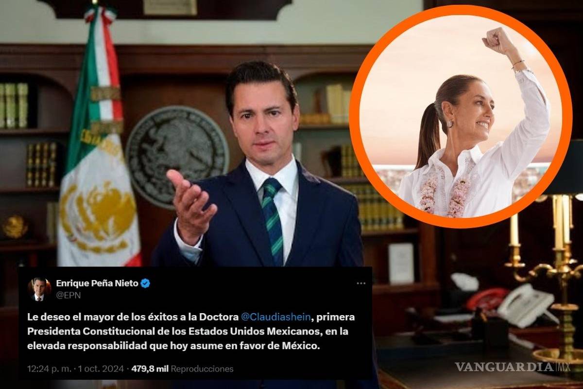 ‘Reaparece’ Enrique Peña Nieto y dedica mensaje a Claudia Sheinbaum tras toma de protesta