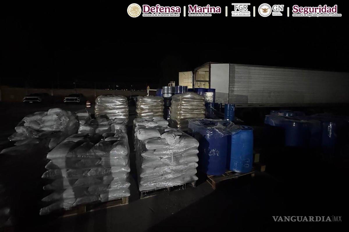 Aseguran más de 30 toneladas y 13 mil litros de precursores químicos en Durango; hay un detenido