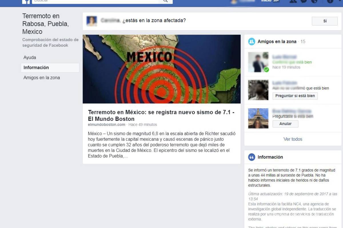 Facebook activa el Safety Check tras fuerte sismo en la Ciudad de México
