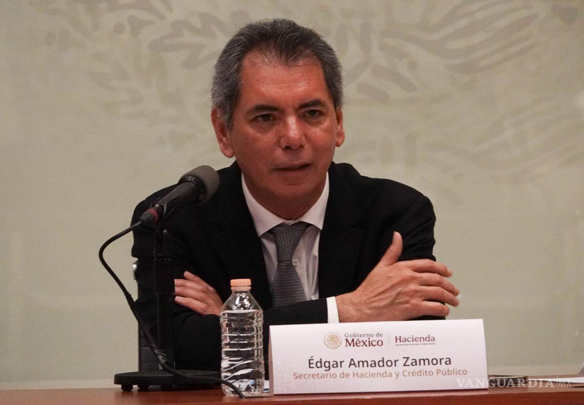 $!El secretario de Hacienda y Crédito Público, Edgar Amador Zamora, en una conferencia de prensa.