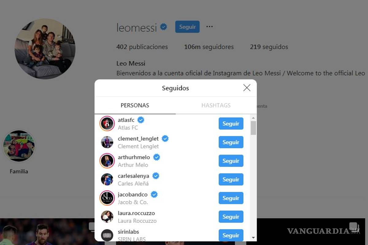Lionel Messi es aficionado al Atlas y en su Instagram lo demuestra