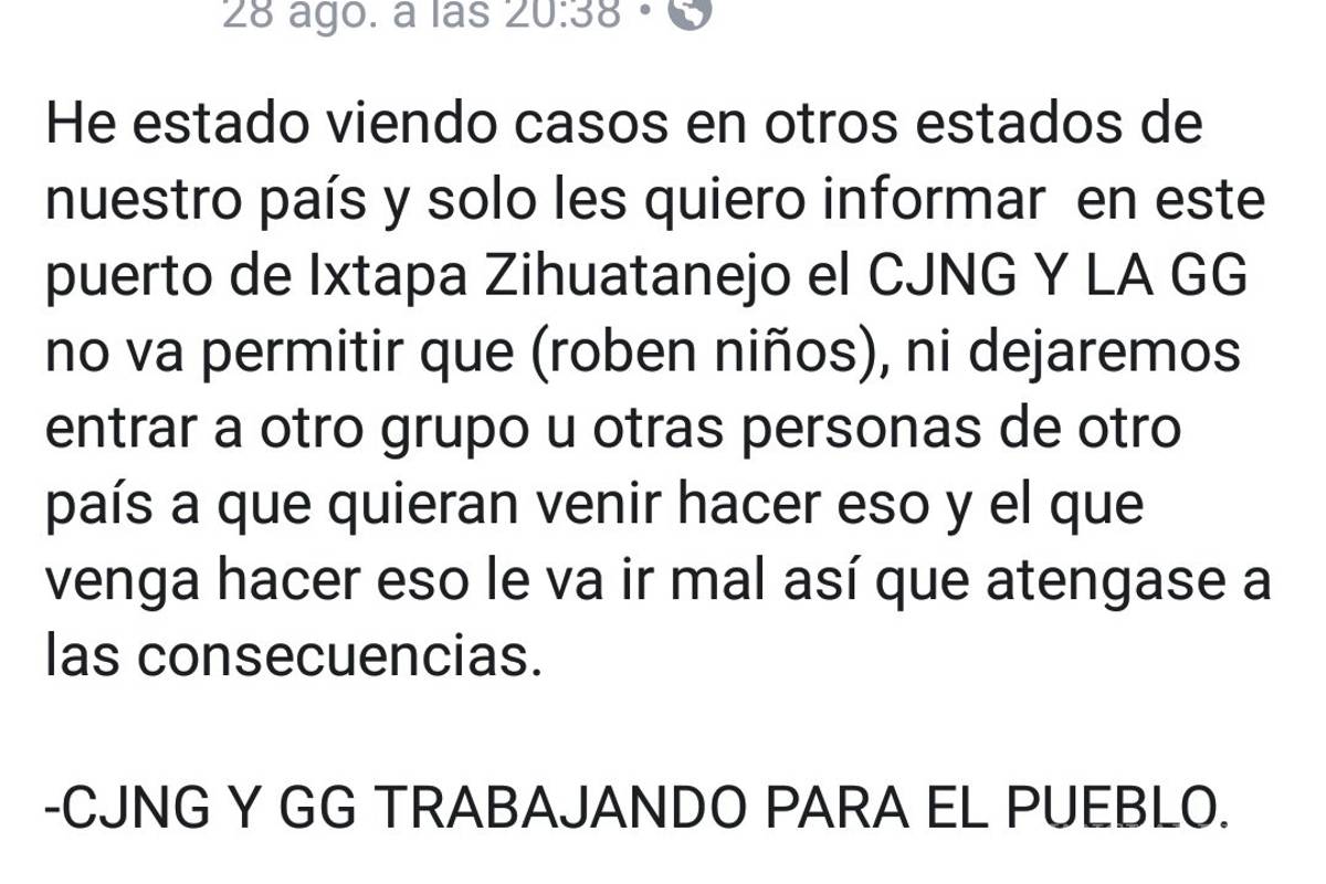 $!Cártel Jalisco Nueva Generación cae en 'fake news' sobre robo de niños; lanza advertencia en redes sociales