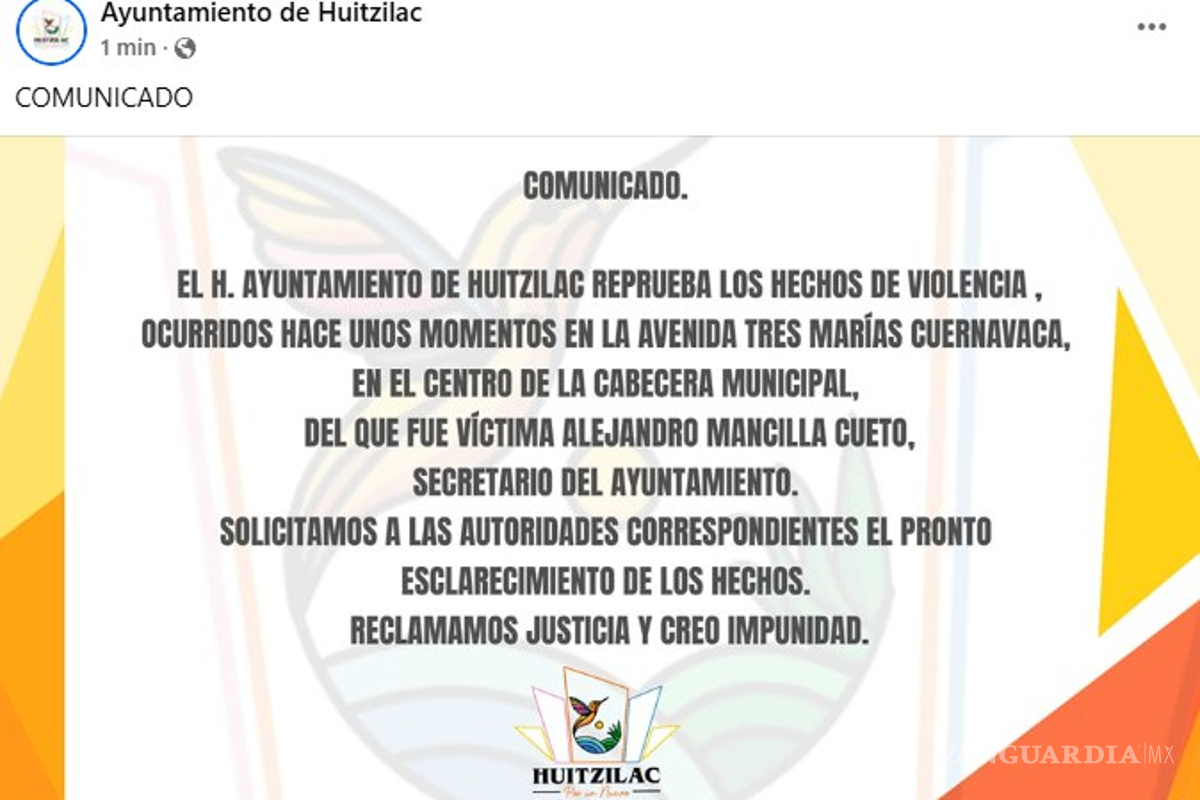 $!Morelos: Asesinan a balazos a Alejandro Mancilla, secretario de Huitzilac, afuera del palacio municipal