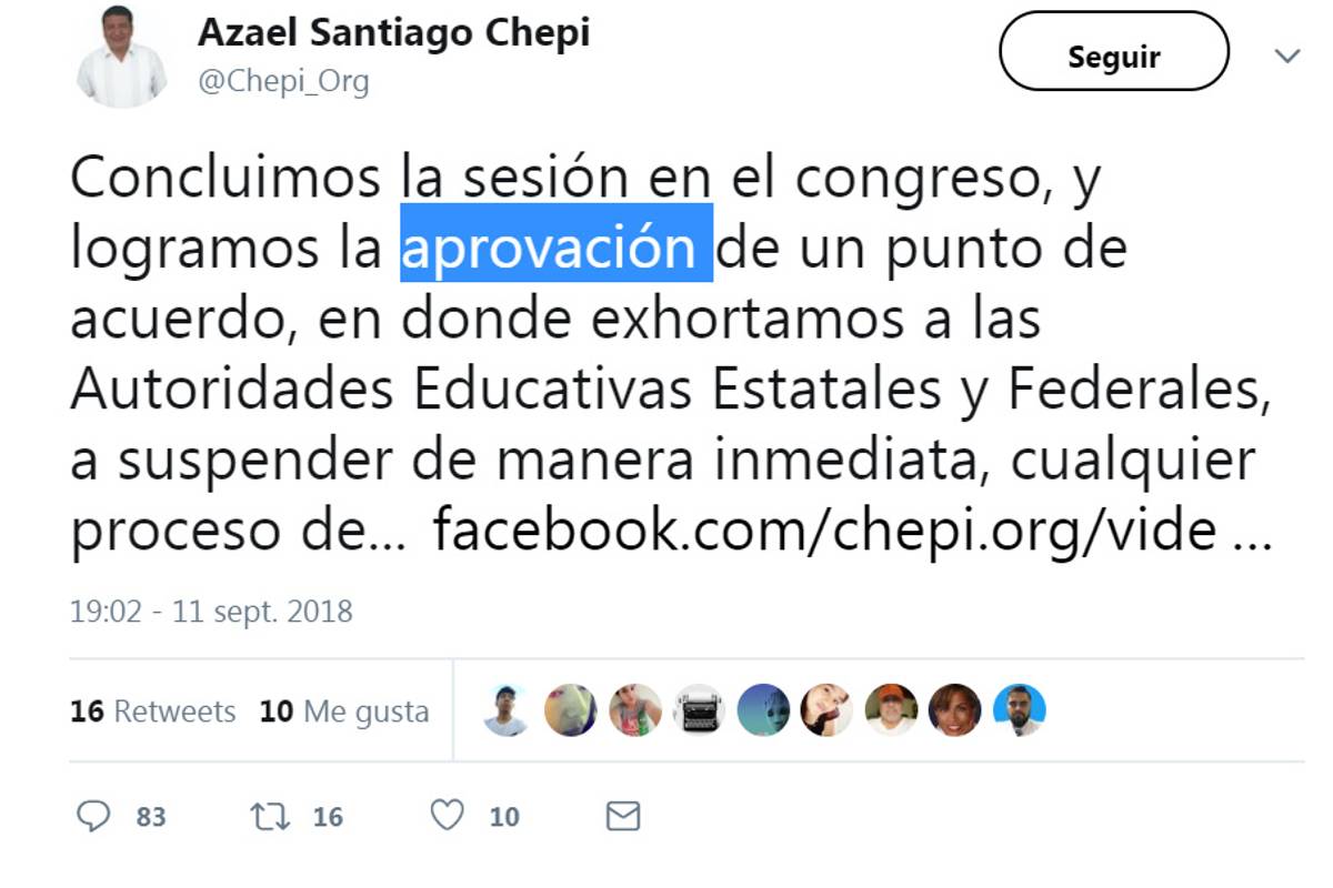 Exlíder de la CNTE se opone a evaluación docente... y festeja 'aprovación' de un exhorto