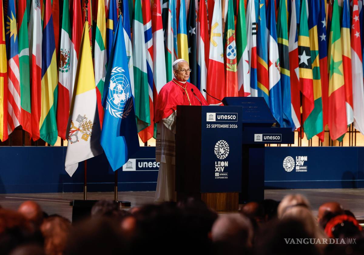 $!El Papa León XIV pronuncia un discurso durante su visita a la sede de la Organización de las Naciones Unidas para la Educación, la Ciencia y la Cultura.