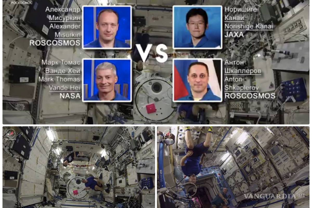 Tripulantes de la EEI juegan al bádminton en el espacio