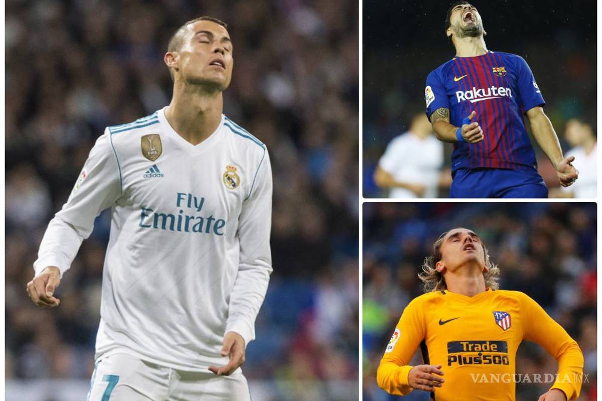Cristiano, Suárez y Griezmann, cracks mundiales en crisis goleadora