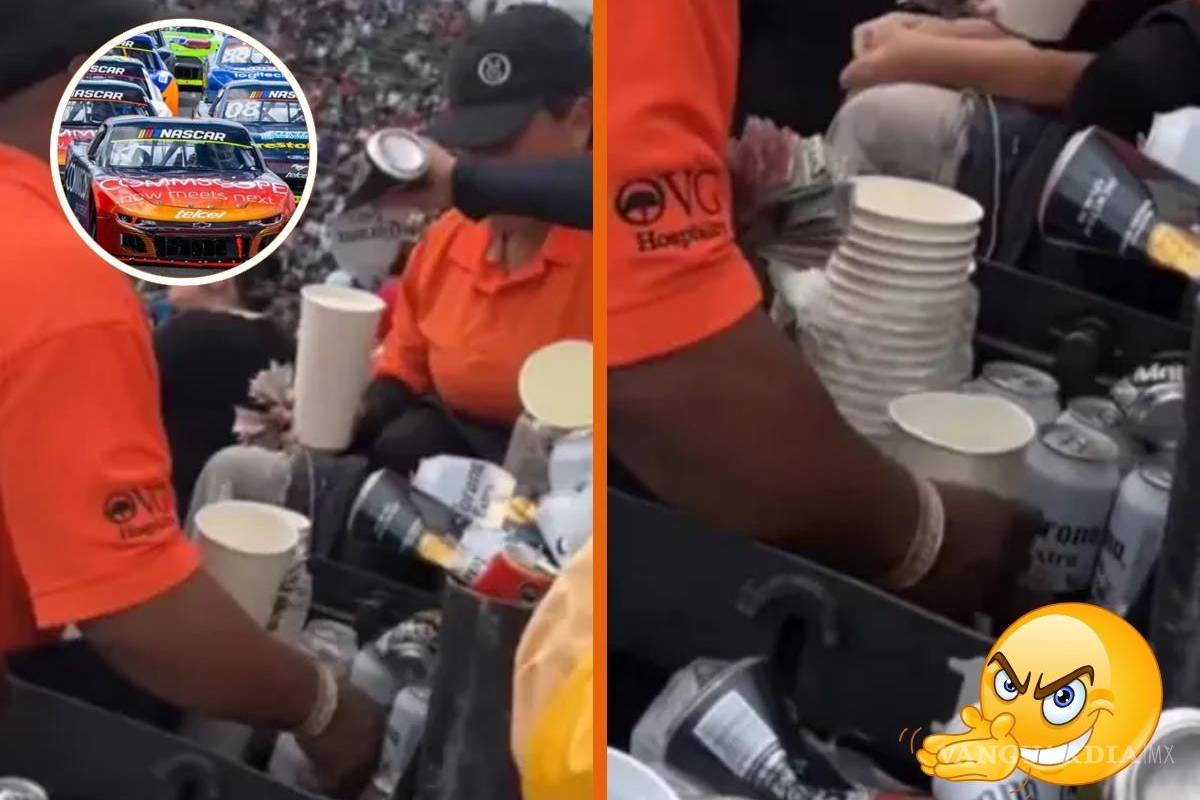 ¿Agua sucia o hielo? Exhiben a vendedores de cerveza en la NASCAR de CDMX (VIDEO)