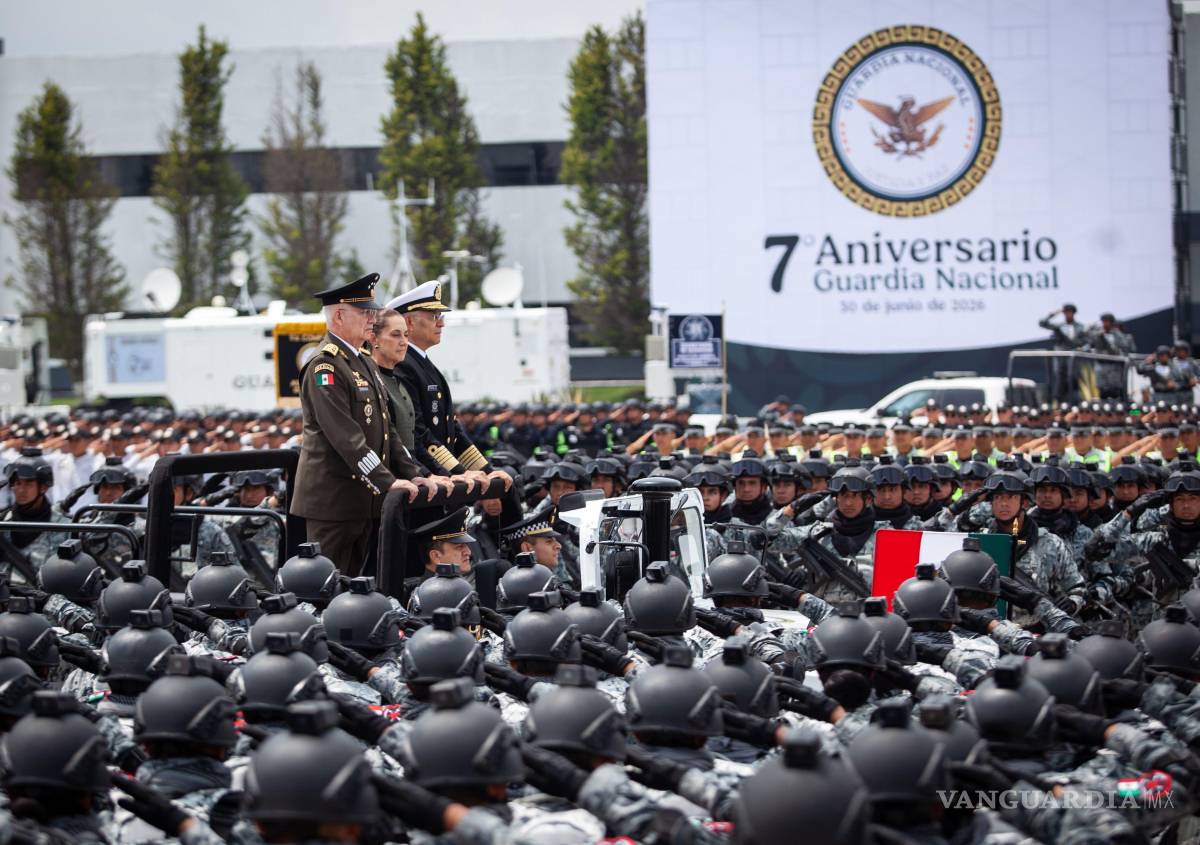 $!La Presidenta encabezó este martes la ceremonia del séptimo aniversario de la Guardia Nacional.