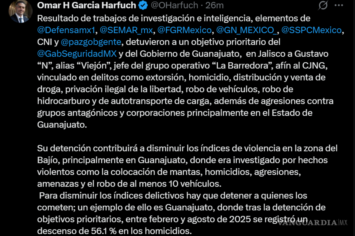 $!Detienen a Gustavo ‘N’, ‘Viejón’, líder de grupo operativo ‘La Barredora’, vinculado al CJNG, en Jalisco