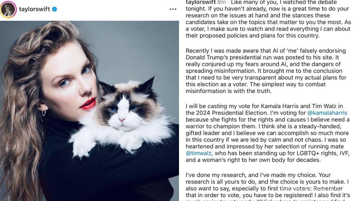 $!Trump advierte a Taylor Swift, ‘pagará en el mercado’ su respaldo a Harris