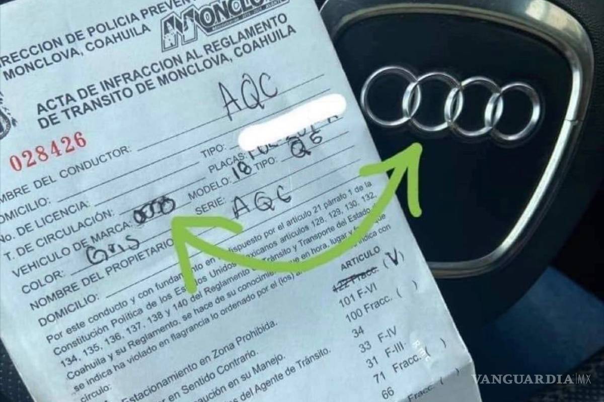Internautas se burlan de ignorancia de tránsito exhibida en boleta de infracción en Monclova
