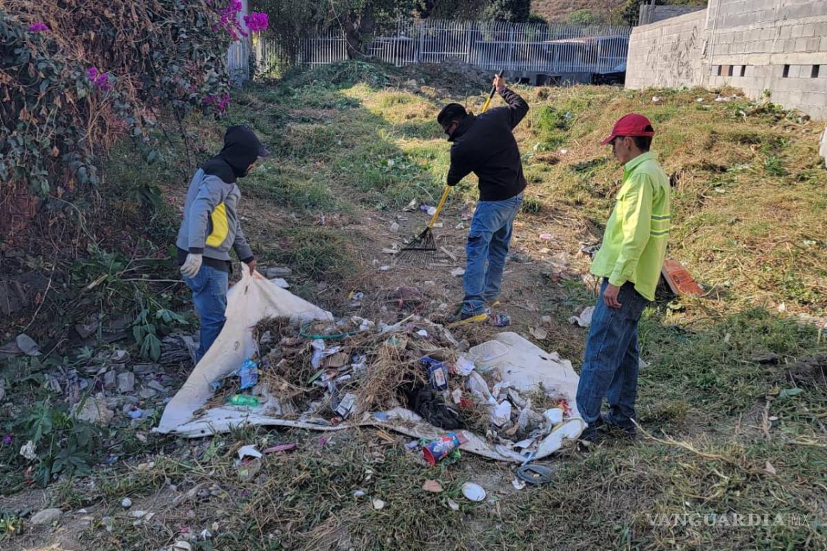 Saltillo: Brigadas realizan limpieza de arroyo en la colonia Valle de las Flores Popular