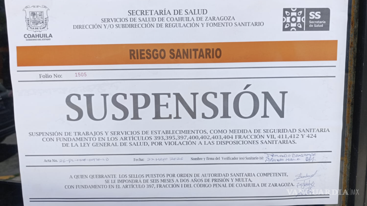 Clausuran restaurante de comida china en Parras tras muerte de mujer por presunta intoxicación