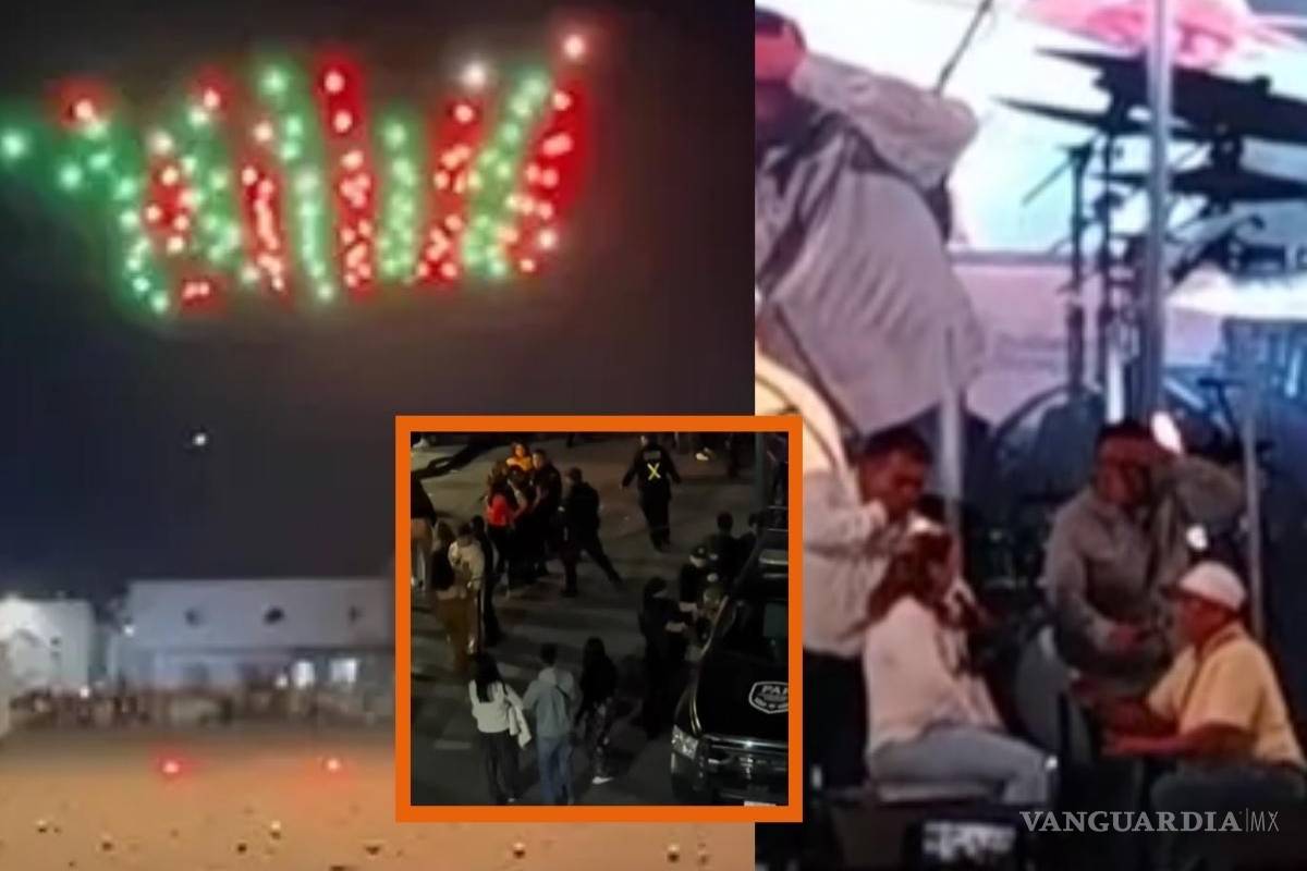 Pedida de matrimonio, riña y ‘choque’ de drones, así se vivió el Grito de Independencia en Coahuila (VIDEO)
