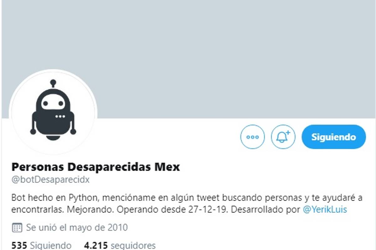 Estudiante crea un ‘bot’ de Twitter para ayudar en la búsqueda de desaparecidos