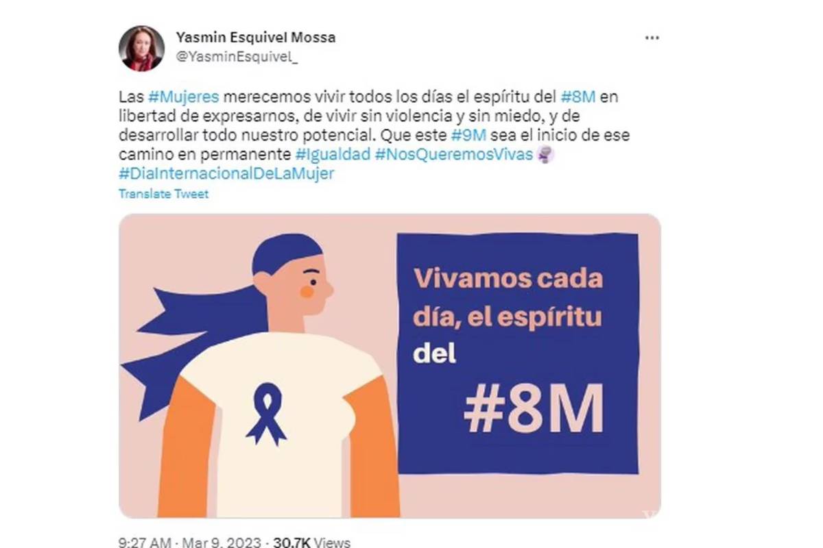 $!Yasmín Esquivel publica mensaje por el 8M; ¿sí es suyo o lo copió?, le dicen