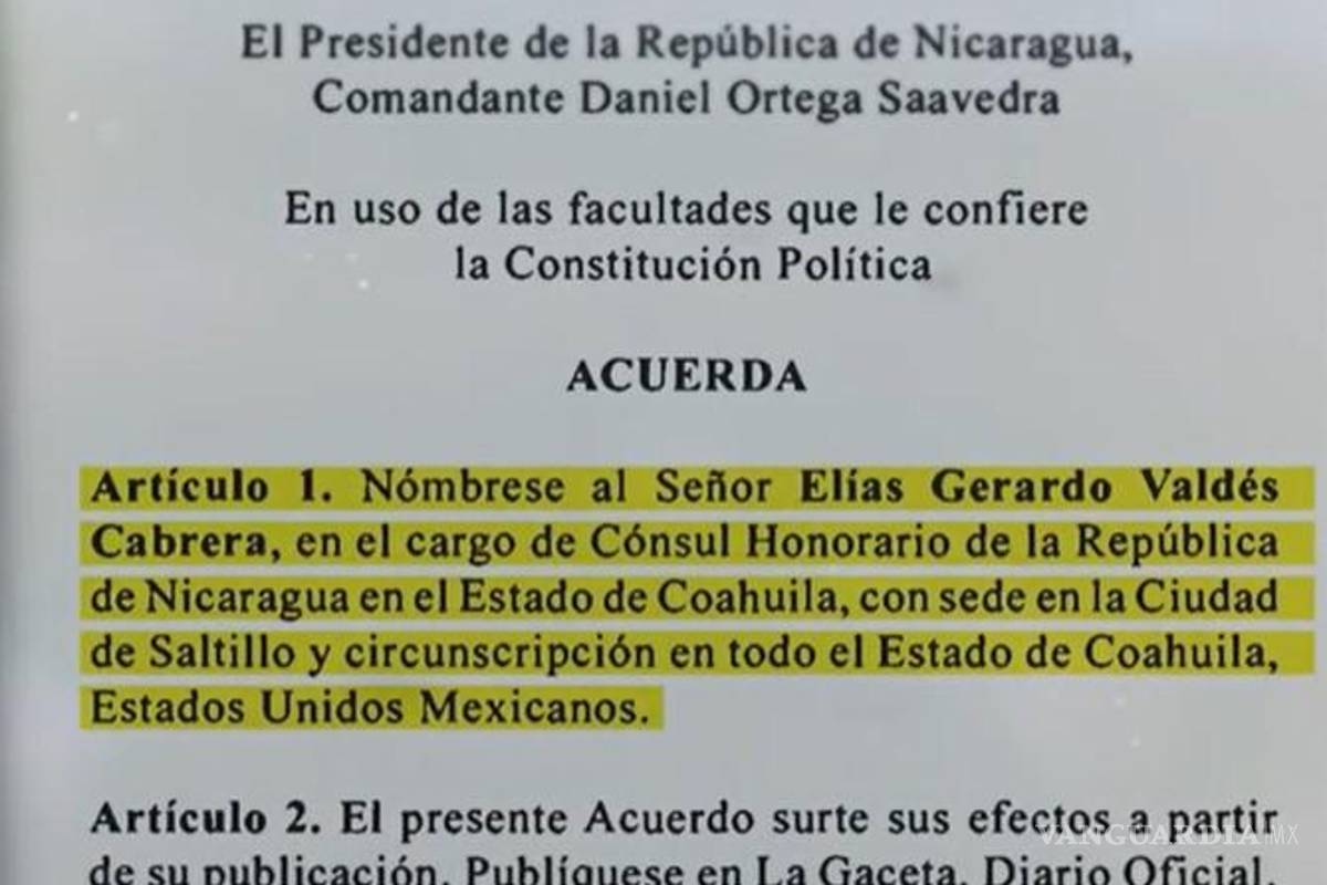 $!Gerardo Valdés Cabrera fue designado por Daniel Ortega, presidente de la República de Nicaragua.