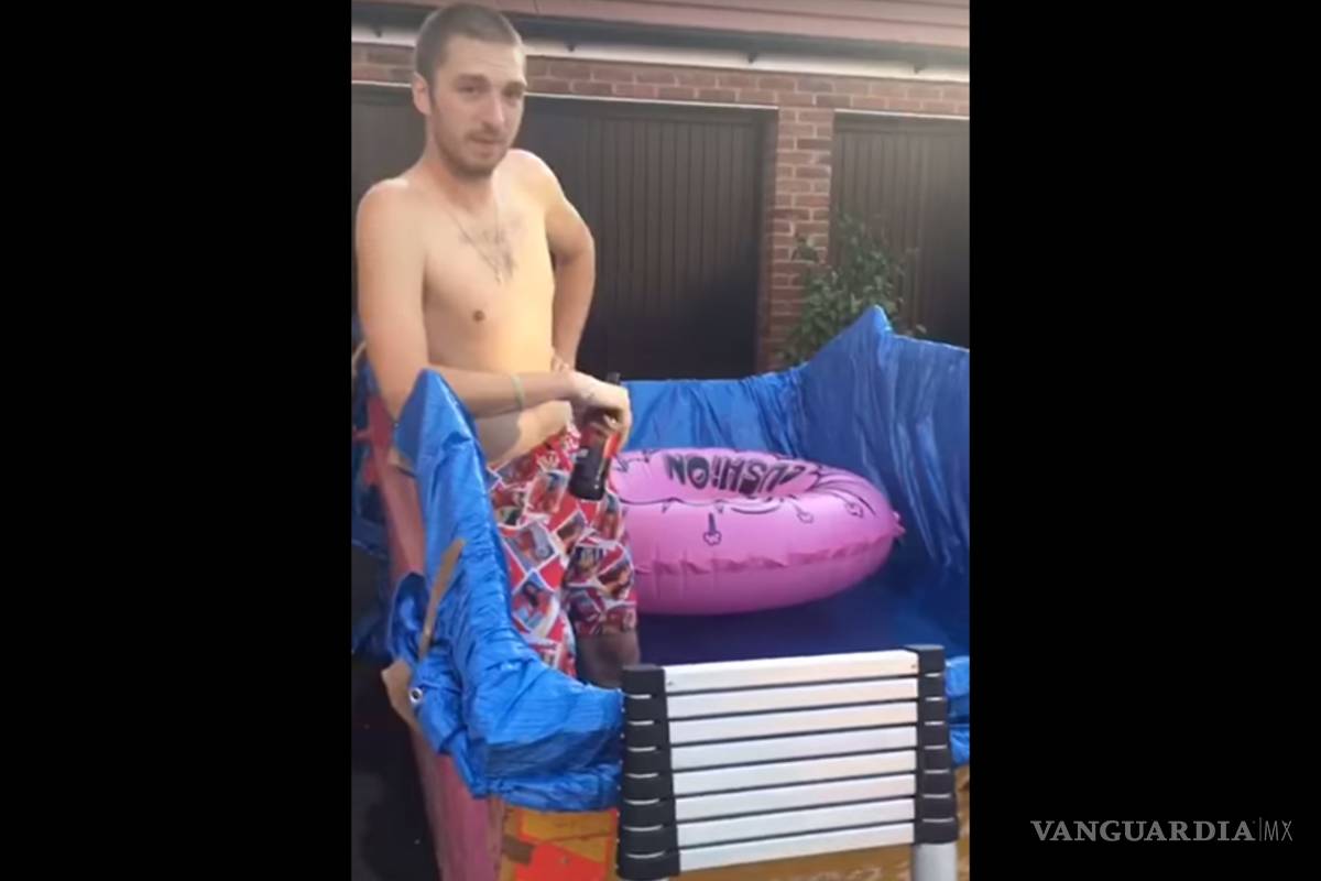 Papá británico encuentra una manera original de mantenerse fresco en el verano