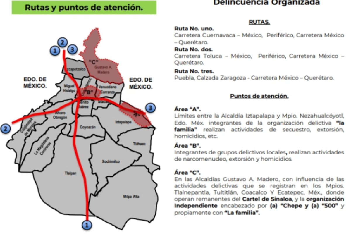 $!Imagen que describe los lugares y puntos de reunión que utiliza el crimen organizado para el tráfico de drogas.