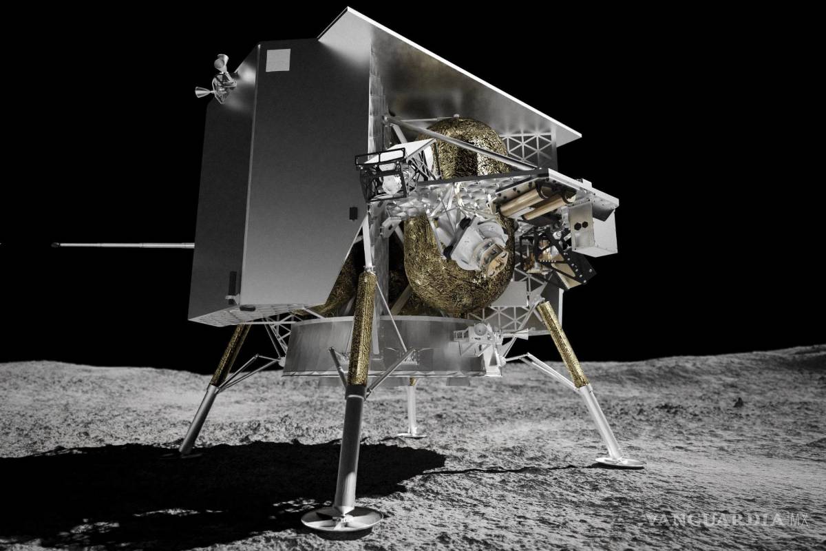 $!Esta ilustración proporcionada por Astrobotic Technology en 2024 muestra el módulo de aterrizaje lunar Peregrine en la superficie de la luna.