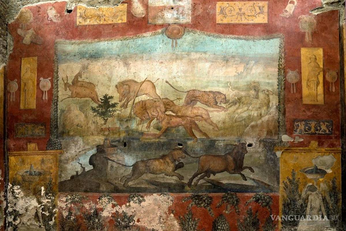 Pompeya recupera un gran mural de grandes dimensiones con paisajes egipcios