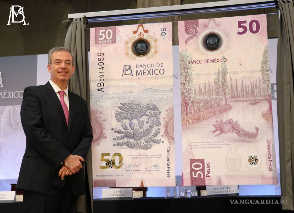 $!Alejandro Díaz de León, gobernador de Banco de México, presentó el nuevo billete de 50 pesos.