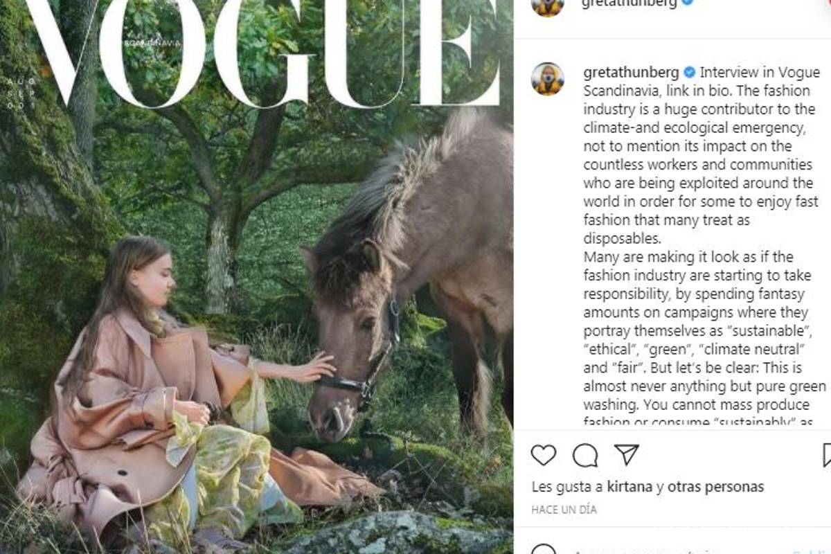 Desde la portada de Vogue, Greta Thunberg critica la industria de la moda